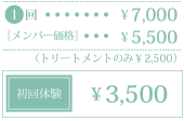 デコルテ・背面トリートメント価格表