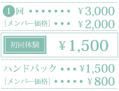 二の腕・アームマッサージ価格表