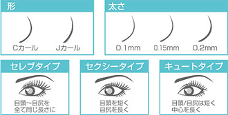 まつ毛エクステタイプ別図